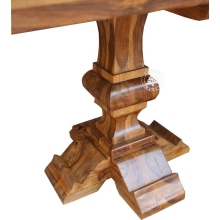 Stół z drewna litego do salonu na dwóch nogach - Drewno Palisander -  naturalny
