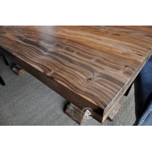 Stół z drewna litego do salonu na dwóch nogach - Drewno Palisander -  naturalny